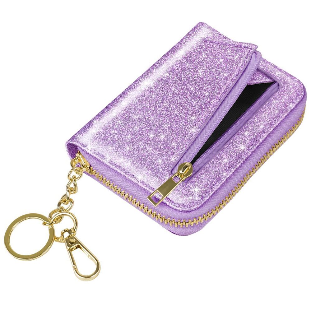 7613 14 Credit Card Slots RFID Card Holder Wallet Glitter Leather Small